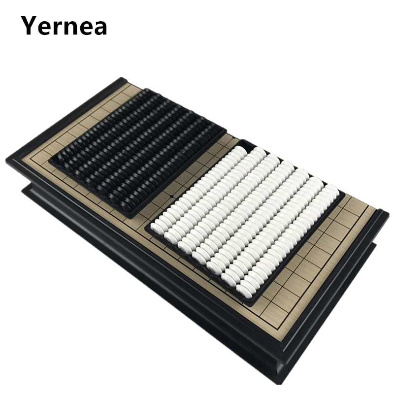 Yernea Chinese Old Board Game Weiqi Checkers Folding Table Magnetic Go Chess Set Magnetic Chess Game Toy Gifts Plastic Go Game