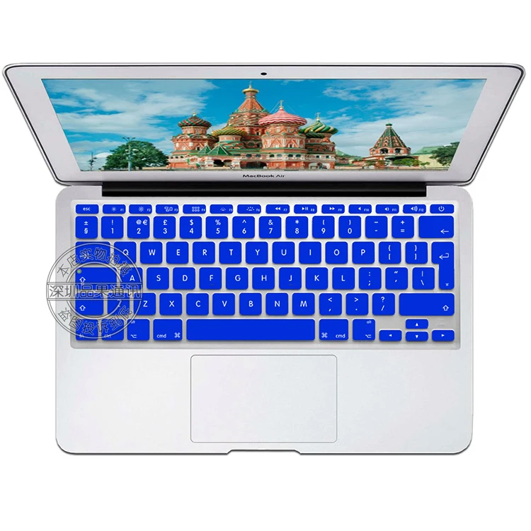 ЕС/UK макет английский красочные силиконовые защиты стикер клавиатуры кожи для Mac Macbook Air 1" air11 дюймов 11.6 воздуха - Цвет: dark blue