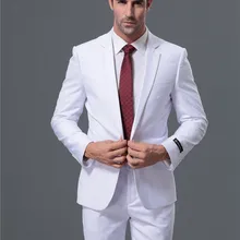 Индивидуальные мужские костюмы модные деловые костюмы красный/белый/синий смокинг Свадебные костюмы(пиджак+ брюки+ галстук