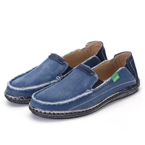 Blue Г. Новые модные мужские джинсовые парусиновые лоферы, размеры 39-45, популярные Стильные мужские летние повседневные туфли без шнуровки - Цвет: Blue