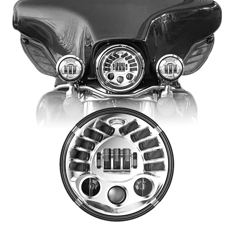 

Harley Touring 7" Inch Round Led Projector Daymaker Headlights + DRL+ Yellow Turn Signal +High Low Beam