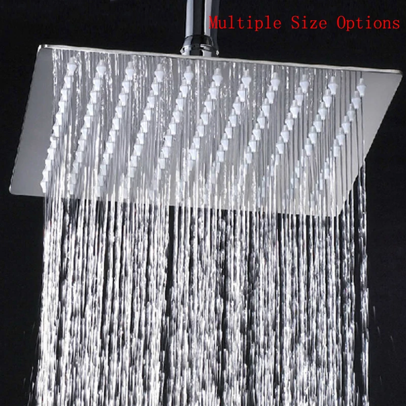 

Multiple Sizes Options Retail Polished Chrome Finish Bathroom Square Rain Shower Head Ceiling Wall Top Sprayer 4/6/8/10/12 Inch