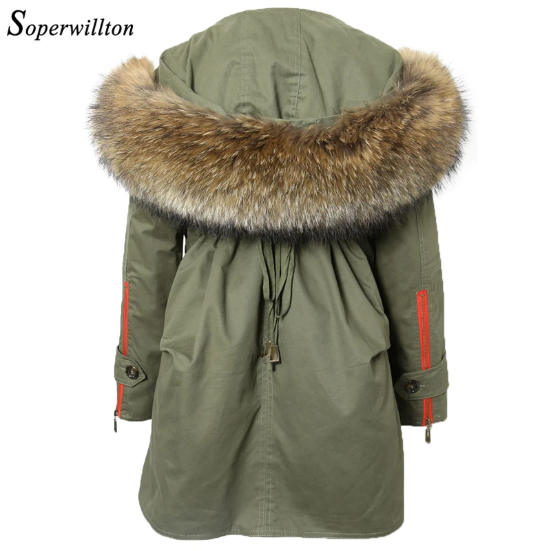 Winter Jacket Women Thick Parkas Real Fur Coat Large Raccoon Fur Hooded
