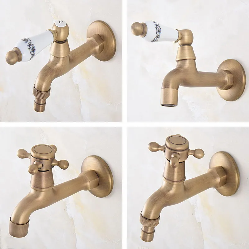 Günstig Retro Antike Messing Ein Griff Küche wasserhahn wand montiert Wäsche bad Mopp Wasserhahn Garten Waschmaschine Wasserhahn aav313