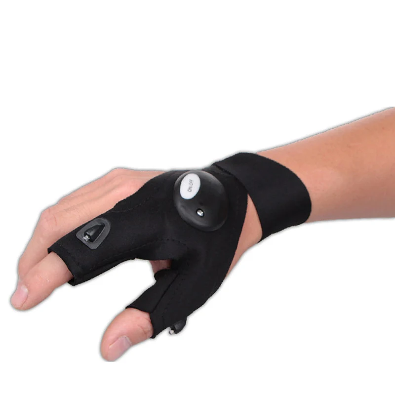 

Men Right Hand Torch LED Light Gloves Outdoor Sports Camping Fishing Working Survival Fingerless Flashlights Glove Equipment