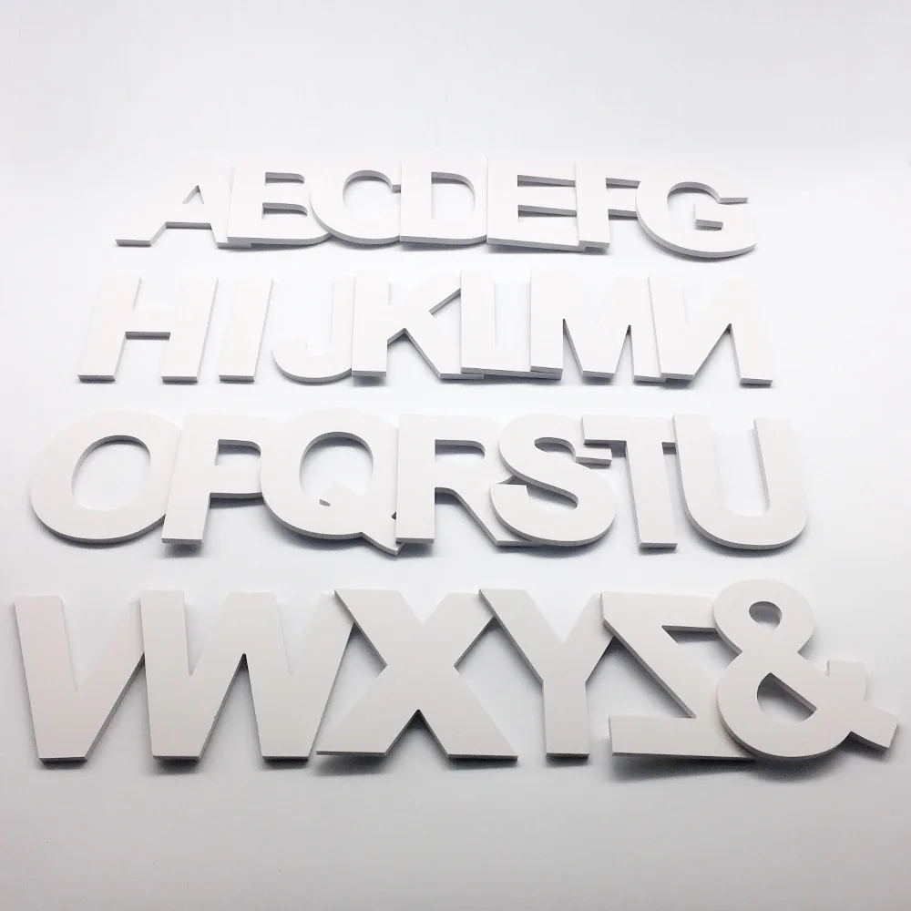 

3D White Capital English Letters Wall Stickers PVC Foam Board Alphabet Wall Decals Festival Party Decoration Gifts DIY Art Mural