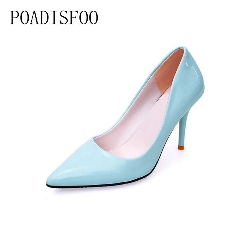 

2016 multi-color Korean version of pointed high-heeled women's solid color high heeled shallow mouth work shoes .LSS-897