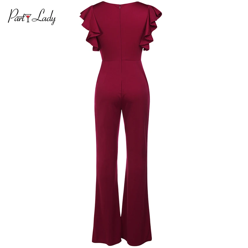 Party Lady Sexy Women Autumn Jumpsuit Deep V-neck Strap 2018 Summer Playsuits Backless Rompers Overalls  Club Female Jumpsuits-C