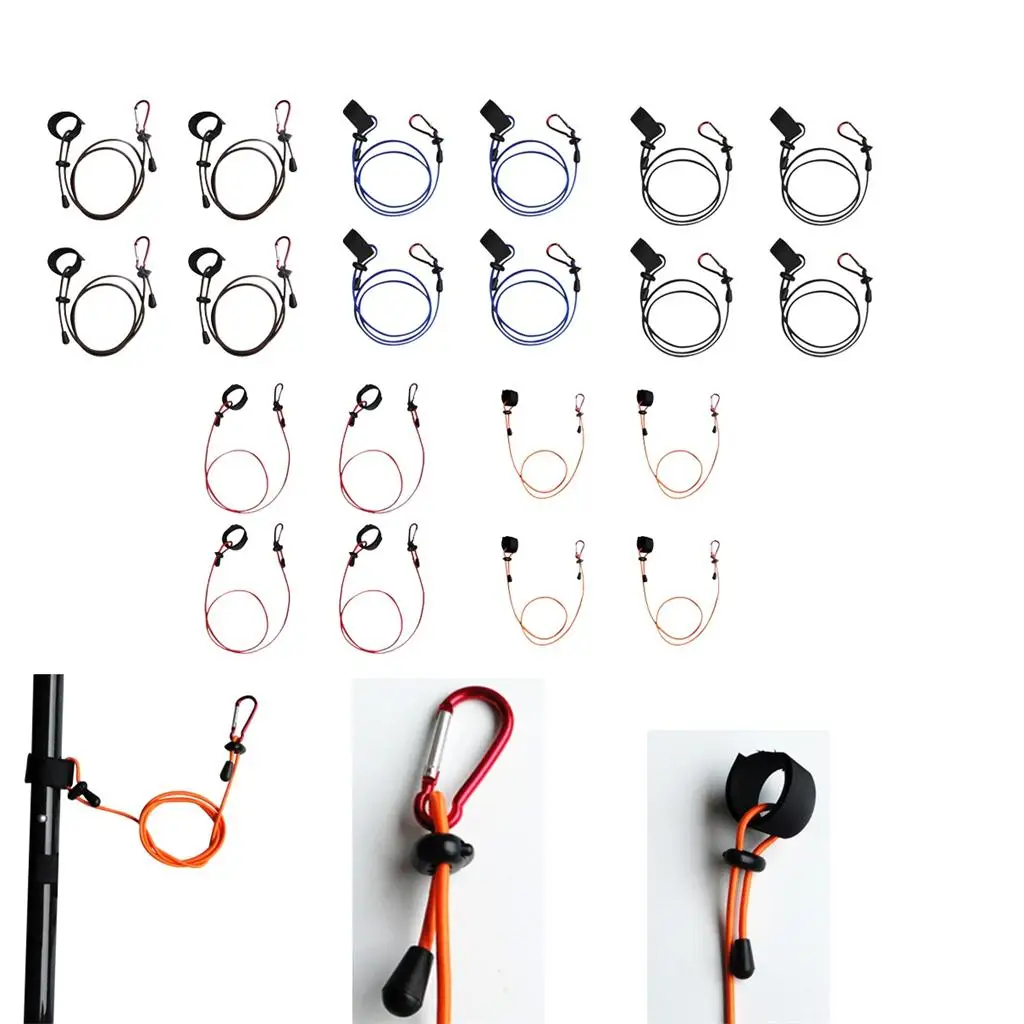 4 Pieces Universal Adjustable Kayak Canoe Paddle Leash Safety Fishing Rod Leash Rowing Boats Coiled Lanyard Cord Tie Rope