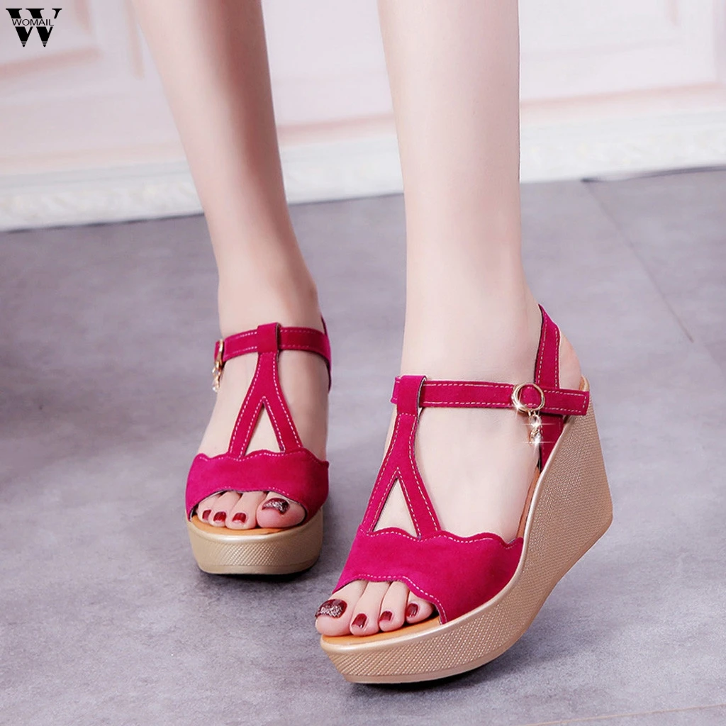 

Summer Buckle Women's Sandals Velvet Flock Fish Mouth Fashion high Heel Platform Open Toes Women Sandals Shoes Apr3