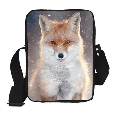 Женская сумка-мессенджер с животным принтом лисы, маленькие модные сумки через плечо, молодежная крутая квадратная сумка, детская Мини Дорожная сумка через плечо - Цвет: 90061