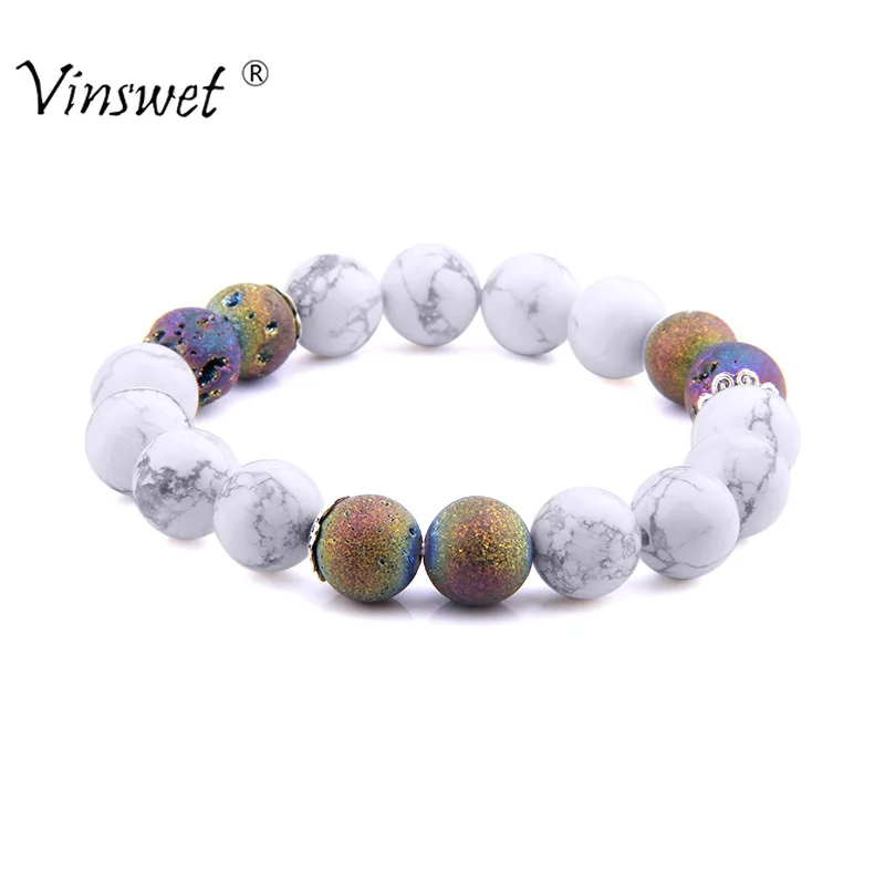 

Natural Gem Tree Eye Agates Amazonite with Turquoises Beaded Bracelet Fitting Healing Stretch Bracelets for Women Men Jewelry