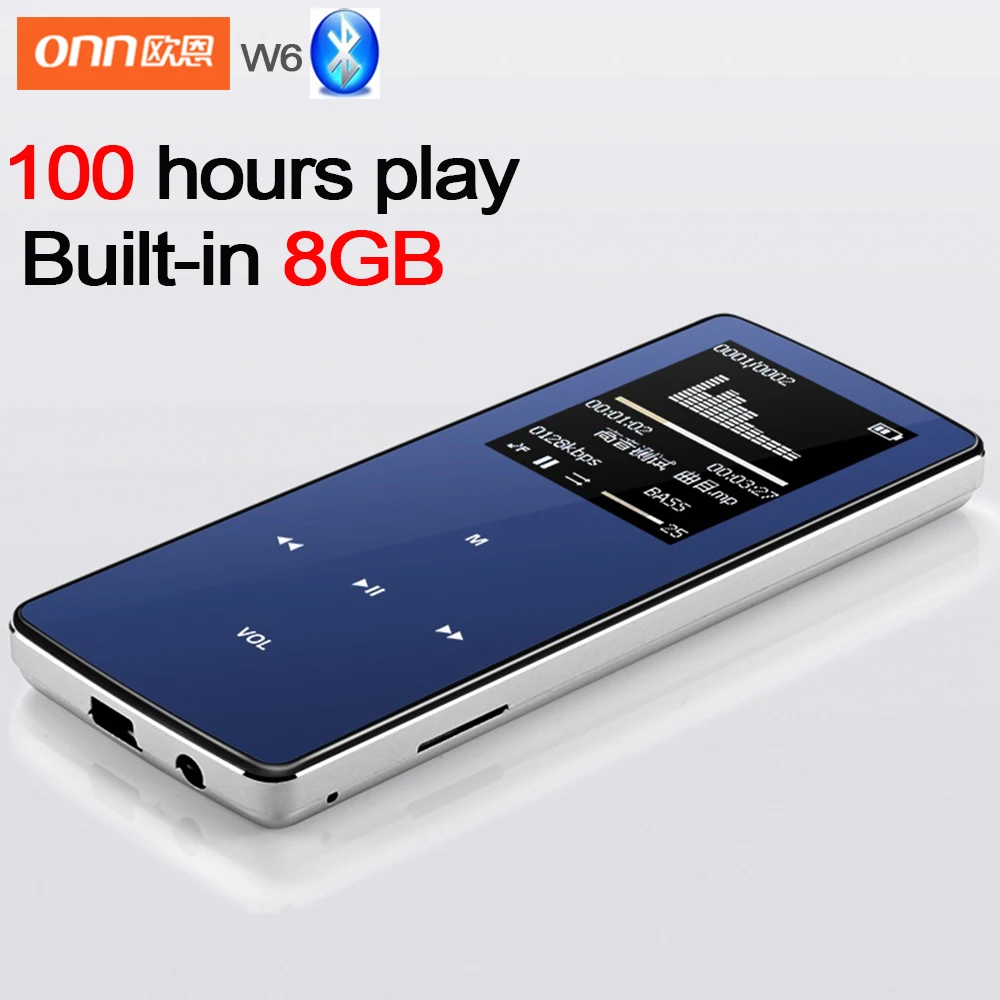 2016 New professional ONN MP3 Bluetooth Music Player 8GB storage 1 8 Inch Screen 60h Sports