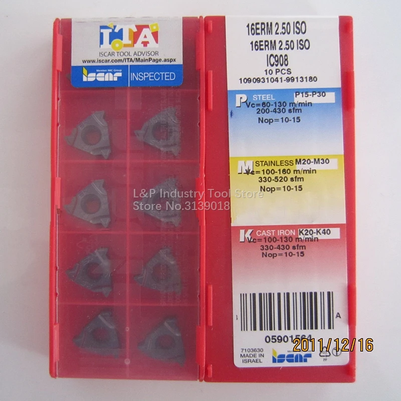New Original ISCAR Threading Inserts 16IRM 2.50ISO IC908 Carbide