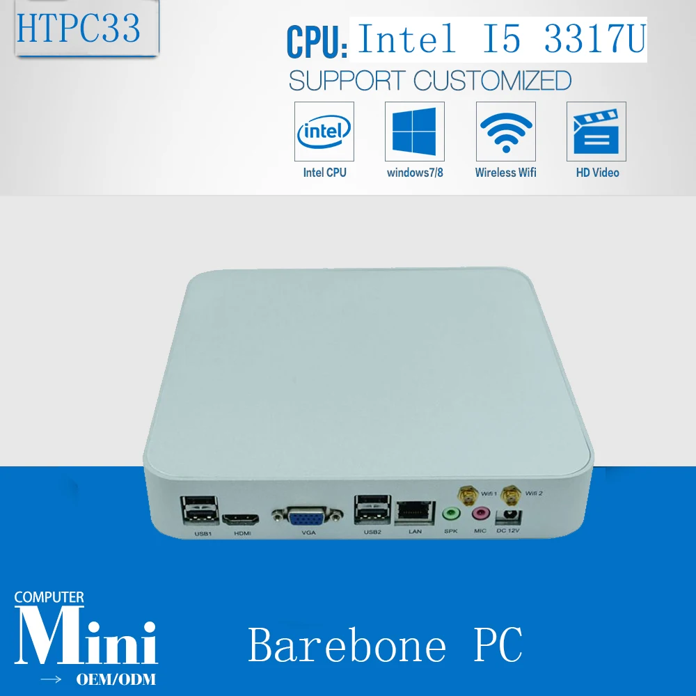 Mini ITX Fanless Industrial PC Desktop Computer Intel Core i5 3317U Barebone Machine 1 Gigabit LAN 4*USB 2.0