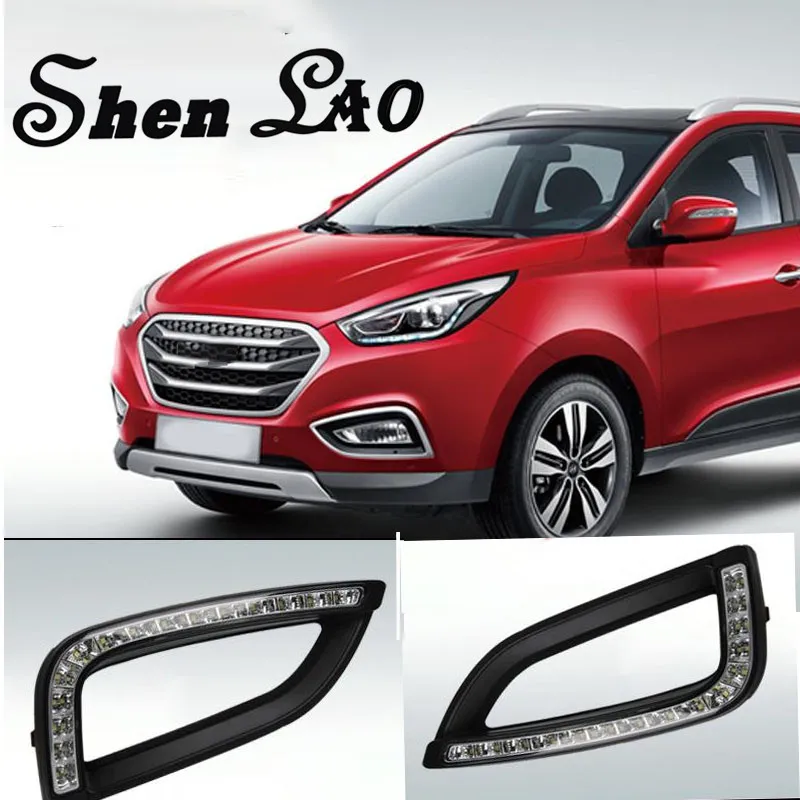 

ShenLao led Car Accessories Waterproof Daytime Running Light for car lights fog light For Hyundai ix35 2013 2014