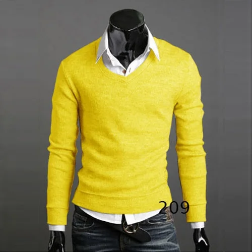 2018 Мода v-образным вырезом свитера Стильный трикотажные с длинным рукавом Для мужчин свитер мужской сплошной дна свитер