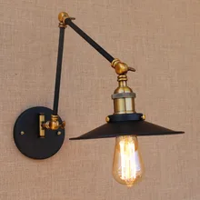 Iron Brass Retro Loft Style Industrial Wall Light Fixtures Edison Vintage Wall Sconce Swing Arm Lamp Appliques Murale LED free shipping adjustable double arms iron shade edison wall lamp industrial long arm sconce bedroom beside lamp fixture