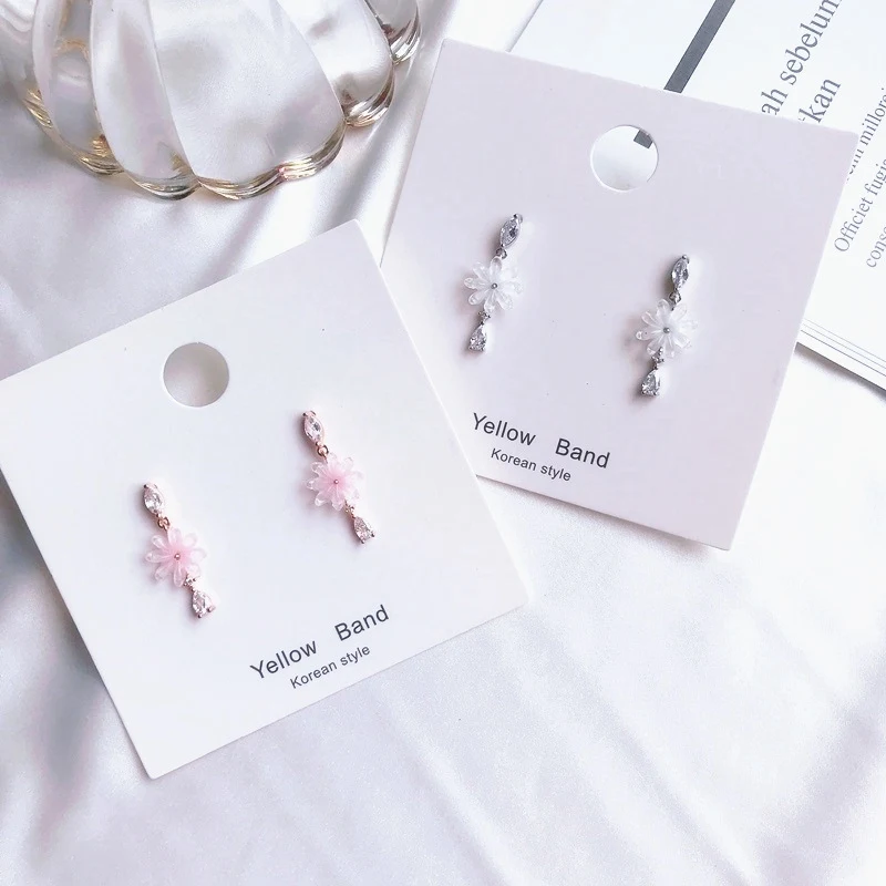 Korean Zircon Flower Earrings Summer Fresh Brinco Elegant Shiny Crystal Earrings Jewelry Party Gifts (2)
