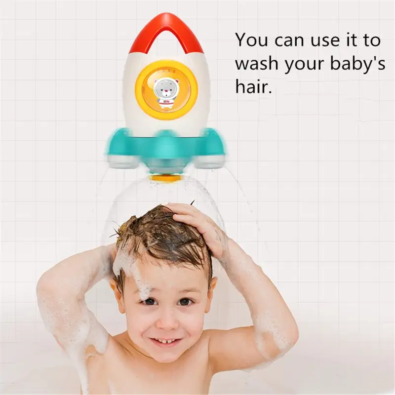

Rocket Bath Toy Rotating Water Spray Baby Wash Hair Useful For Baby Kids