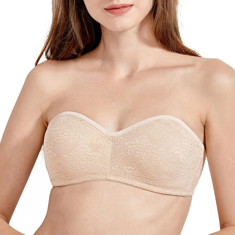 

32-40 B C D DD E Women Underwire Smooth Seamless Lace Demi Cup Non Padded Support Convertible Strapless Multi-way Bridal Bra