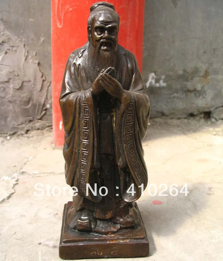 

0116P [old craft ] fast shipping 20 cm Cultural in China sage "KONGZI" Bronze Statue (A0321)