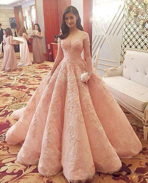 2017 New Blush Luxury Prom Dresses Vestidos De Fiesta Sheer Neckline 2017 New Blush Luxury Prom Dresses Vestidos De Fiesta Sheer Neckline Off Shoulders Lace Lique Beaded