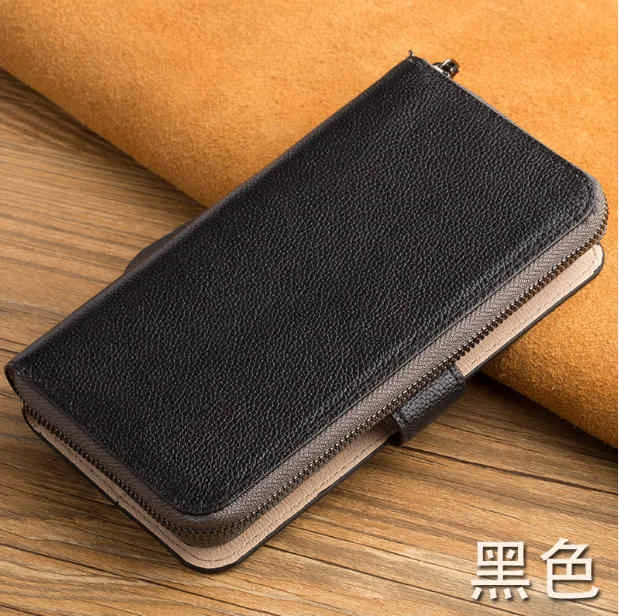 Ремешок из натуральной кожи кошелек слот для карт Чехол-сумочка для телефона с отделением для OnePlus 5 T/OnePlus 5 чехол для телефона чехол-подставка с бумажником и крышки - Цвет: Black