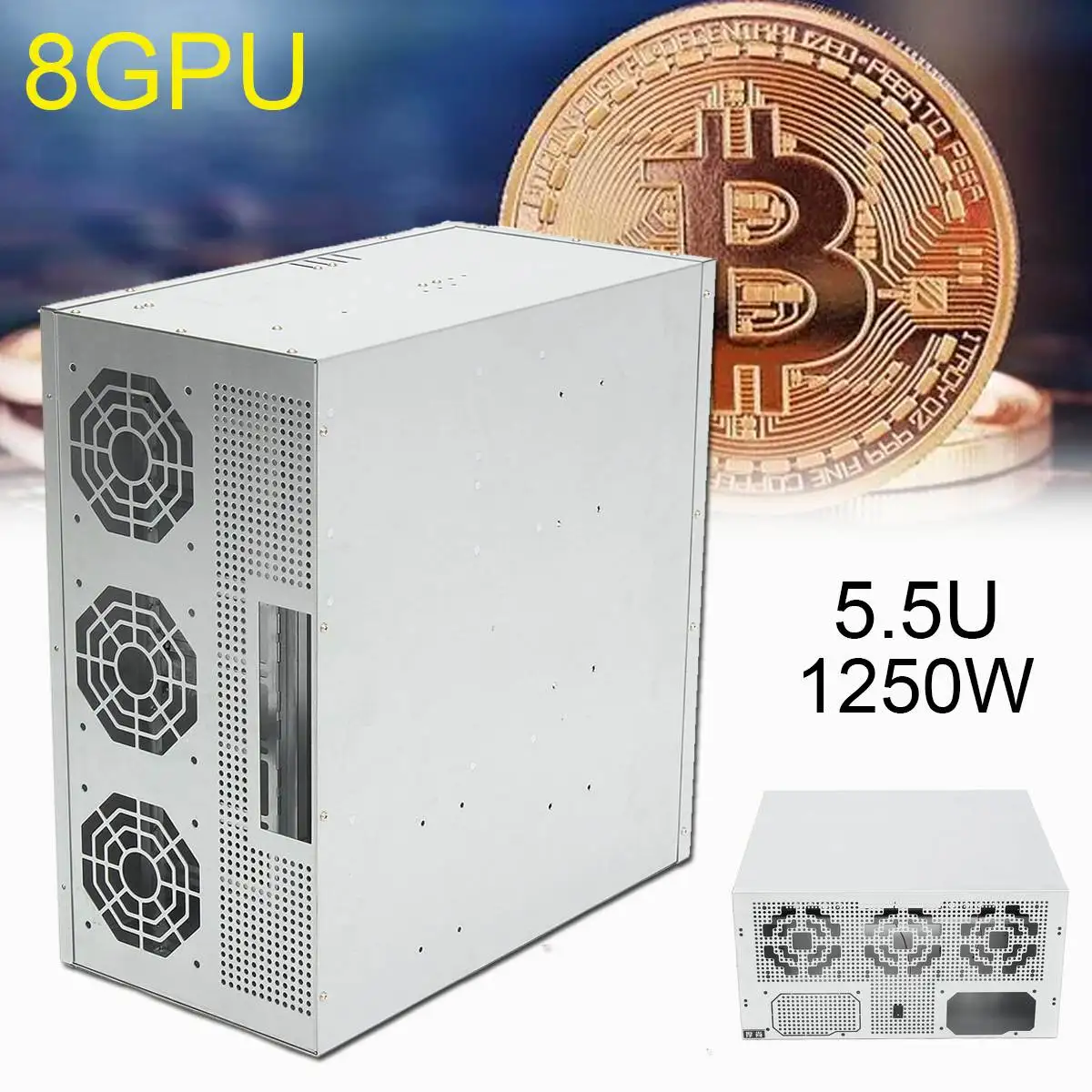 

8GPU Mining Frame With 12 Fan For New computer Case For BTC Mining PC Power Supply
