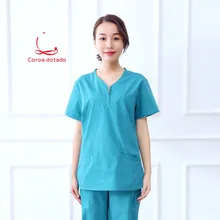 Операционный костюм для медсестры с коротким рукавом Парикмахерская щетка ободок для мужчин и женщин Рабочая одежда костюм