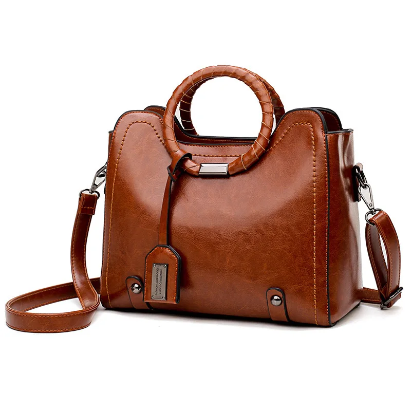 

Ladies Hand Bags Retro Handbags Fashion Wild Handbag Casual Oil Leather Shoulder Messenger Bag Crossbody Bags for Women