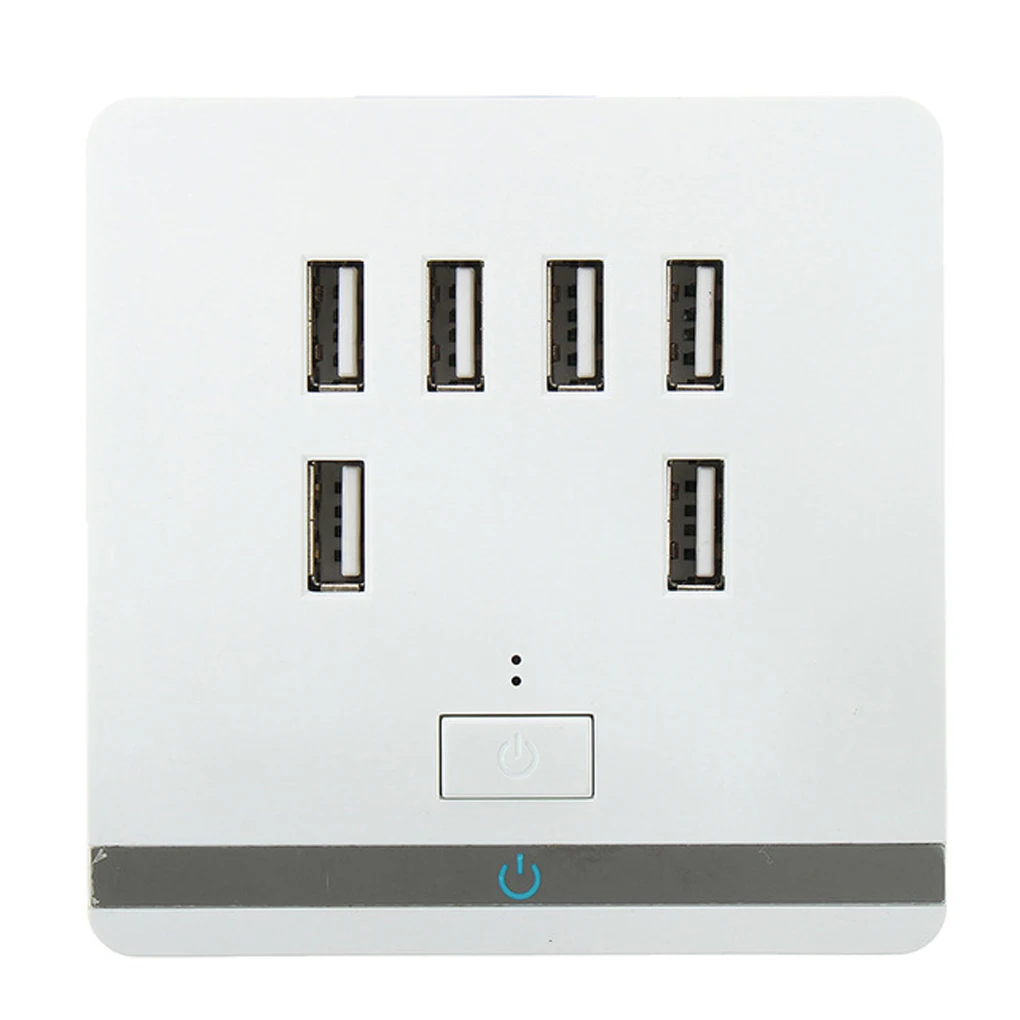 

6 Port USB Wall Charging Socket UK Standard Wall Charger Outlet Power Adapter Faceplate Socket Plate Panel 86mm*86mm