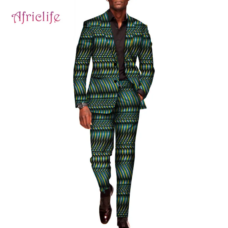 Пользовательские 2 шт. брюки наборы мужская африканская одежда Базен Riche африканская восковая печать Топ костюмы и брюки наборы Анкара одежда WYN602