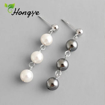 

Hongye 925 Silver Jewelry 3 Beads Office Lady Sweet Women's Drop Earrings Long Dangling Designer Brand Female Ear Jewelry Gifts