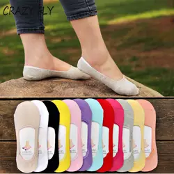 2019 новый стиль женские тонкие носки-башмачки женские летние яркие цвета хлопковые носки-невидимки, Нескользящие милые носки тапочки