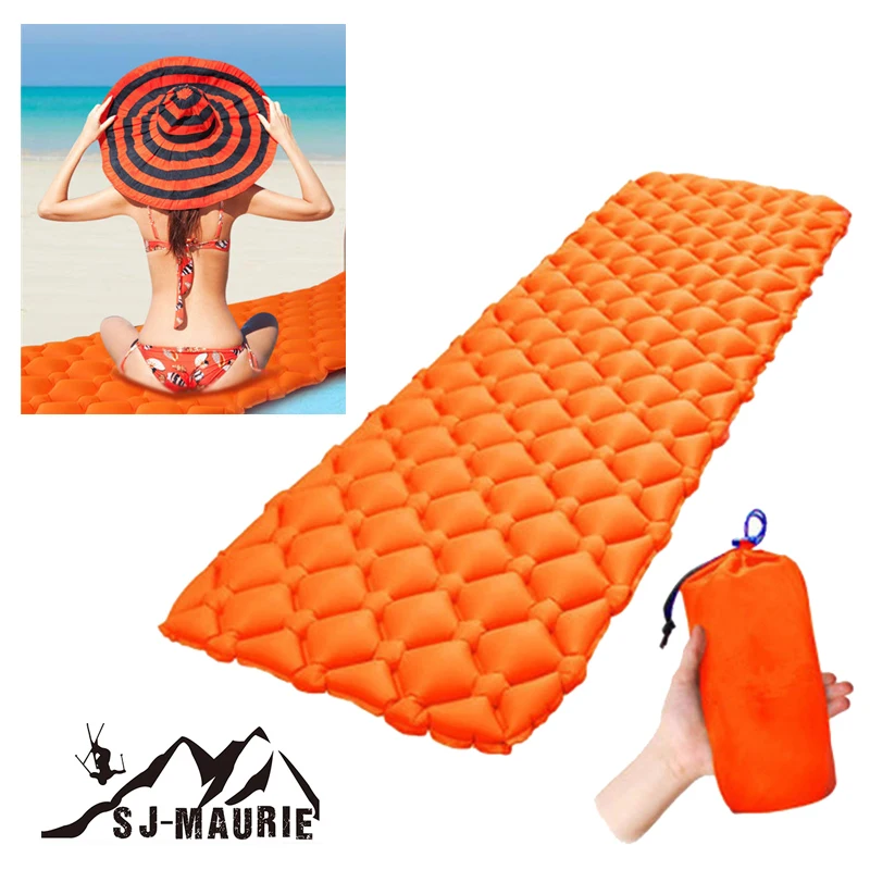 

Inflatable Sleeping Pad With Pillow Filling Air Moistureproof Cushion Bag Camping Mat Beach Mattress Lazy Bed
