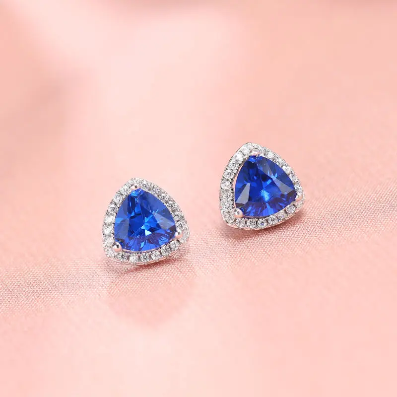 

DMCEFP036 Triangle Earrings Real 925 Sterling Silver Cubic Zirconia Earrings For Women