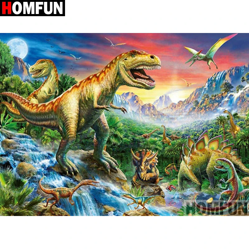 

HOMFUN Full Square/Round Drill 5D DIY Diamond Painting "dinosaur" Embroidery Cross Stitch 5D Home Decor A00485