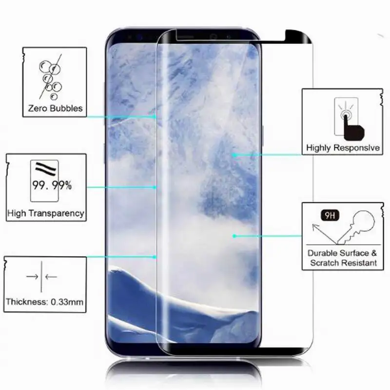 

9H Tempered Glass 6D Curved Edge Phone Case For Samsung S8 S9 Plus Screen Protector Flim Front Cover For Galaxy S9 S8 Plus Note8