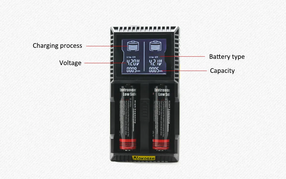 100% новое зарядное устройство D2S Универсальный ЖК-экран VC2 зарядное устройство для 10440/16340/14500/14650/17670/18350/18500/18650