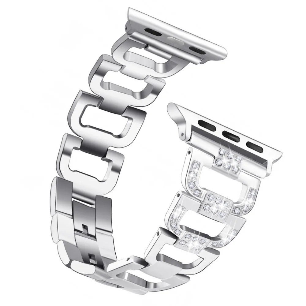 

Bling Band For Apple Watch Band iWatch 4/3/2/1 Diamond Rhinestone Stainless Steel Metal Wristband Strap 82002