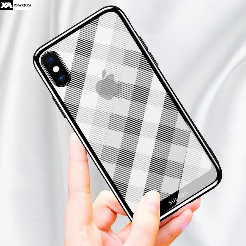 

Luxury Phone Case For iPhone XS MAX XR X 10 Slim Transparent Lines Plating TPU Soft Cases Cover For iPhone 7 8 6 6S Plus Coque