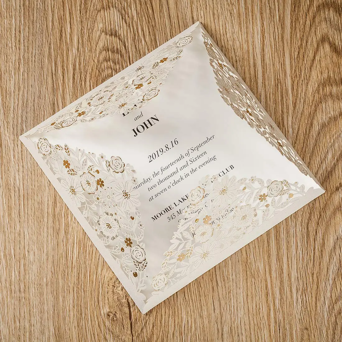  6.3 x 6.3 inch 20Pcs White Square Laser Cut Wedding Invitations Card Paper Bridal Shower Birthday G - 33022942833