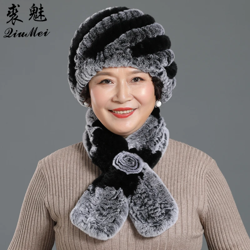 

winter accessories for women scarf hat women winter hat neck warmer scarves hat set natural rex rabbit fur hat with scarf