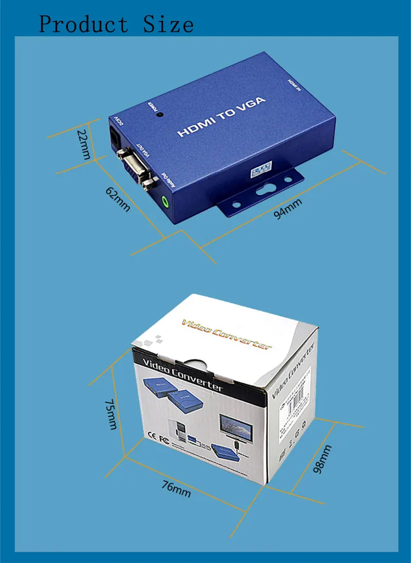 CKL-HVGA мини HDMI к VGA конвертер с аудио для ПК ноутбука к HDTV проектору