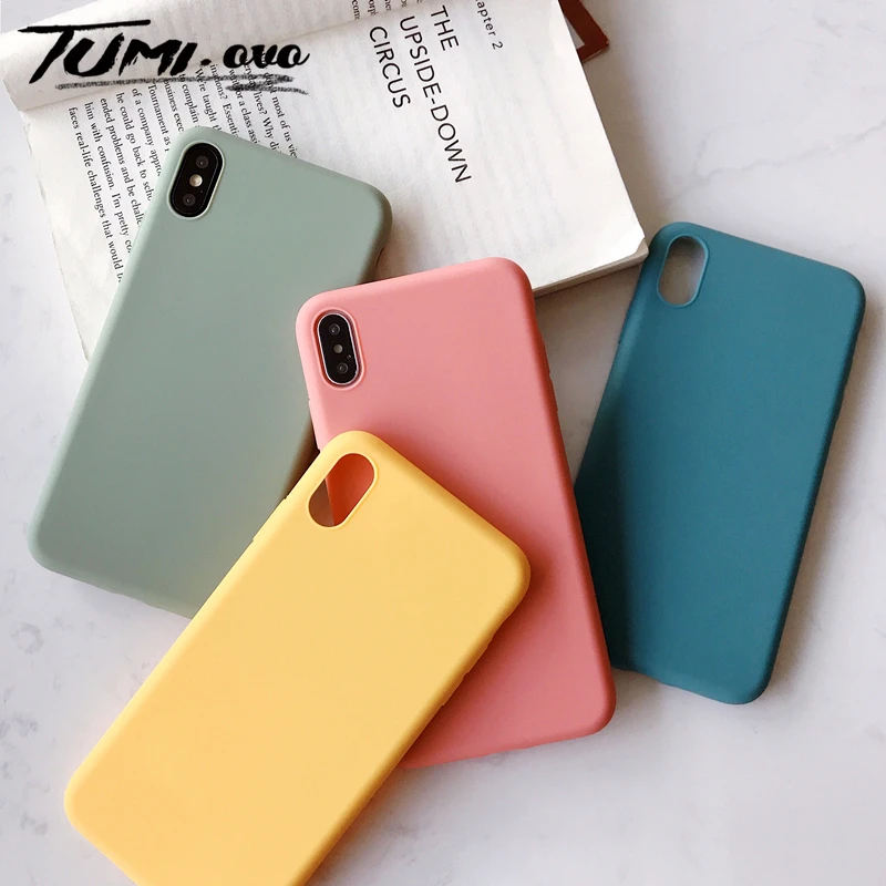 

Simple Solid Color Silicone Couples Case For iphone XR X XS Max 6 6S 7 8 Plus Cute Candy Color Soft Fresh Fashion Phone Cases
