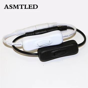 

ASMTLED 5.5*2.1mm DC Power plug connector Switch on/off Black or White switch cable cord for 5050 3528 single color strip light