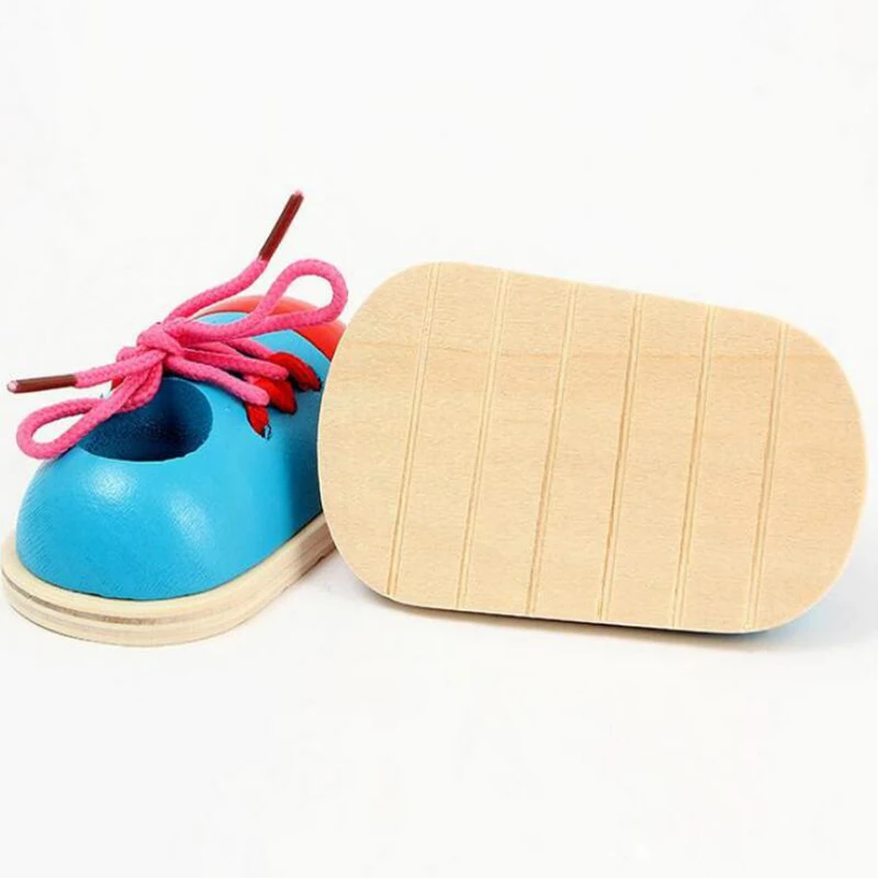  Educational Wooden Toys For Babies Montessori Teaching Aids Tie Shoelaces Training Fine Motor Skill - 33040613991