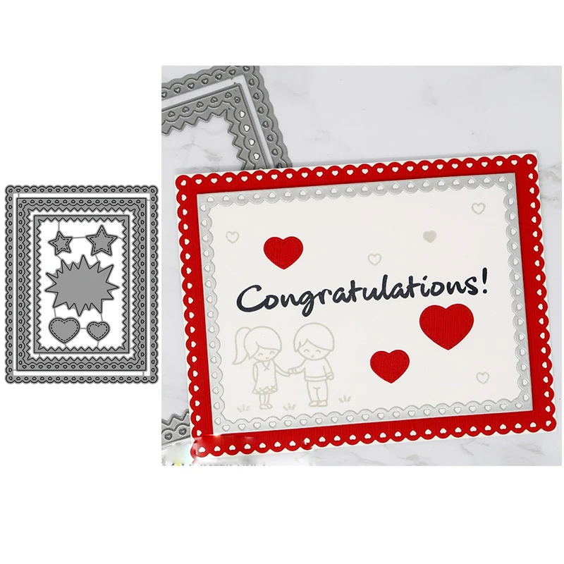 

Frame Background Heart Metal Cutting Dies Frame Background Stencils for DIY Scrapbooking Album Stamp Card Embossing New 2019