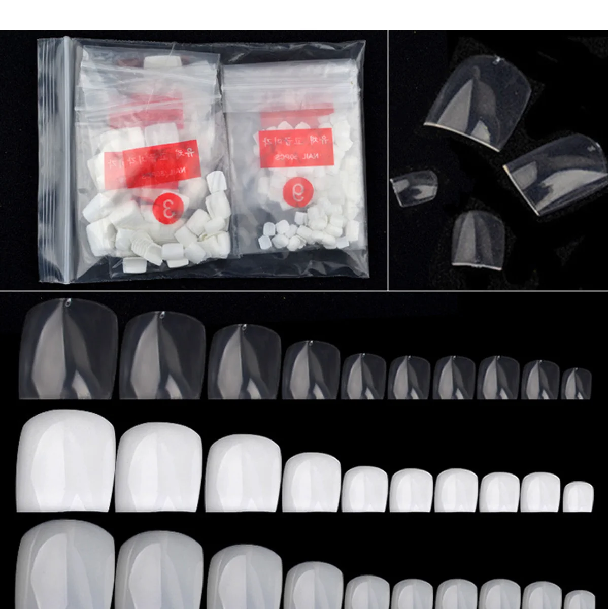 

Toe False Nail False 500 Fake Nail Art Toe Painting Tips Manicure DIY Paste Accessory Glue Natural Clear Coloured Toenails Set
